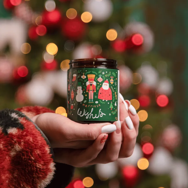 Merriest Wishes - limited edition healthy eco soy candle in glass